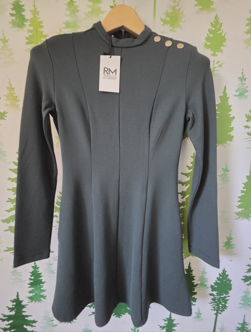 RM Rebecca Minkoff Round Neck Long Sleeve Fit + Flare Dress